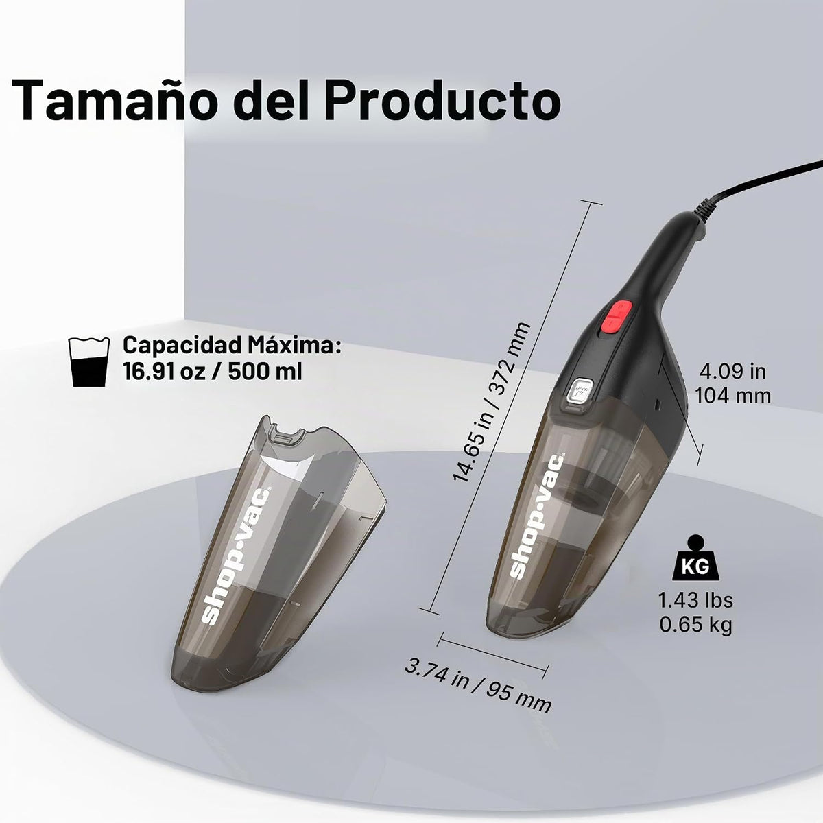 Shop-Vac Aspiradora de coche de 12 V, aspiradora de mano de 7000 Pa, cable