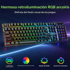Combo teclado y mouse para gaming, auriculares, mouse pad, 10 efectos RGB Backlit