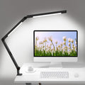 Lámpara Lámpara de escritorio LED con abrazadera, lámpara de escritorio de arquitecto con doble luz y brazo oscilante ajustable, cuidado de los ojos con clip, 4 modos CCT y 5 niveles de brillo, luz de mesa, iluminación de computadora moderna para oficina