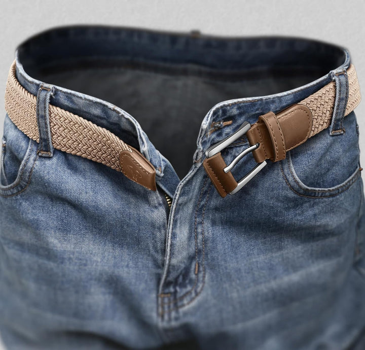 BULLIANT Cinturón para hombre, paquete de 2, elástico, trenzado, pa...