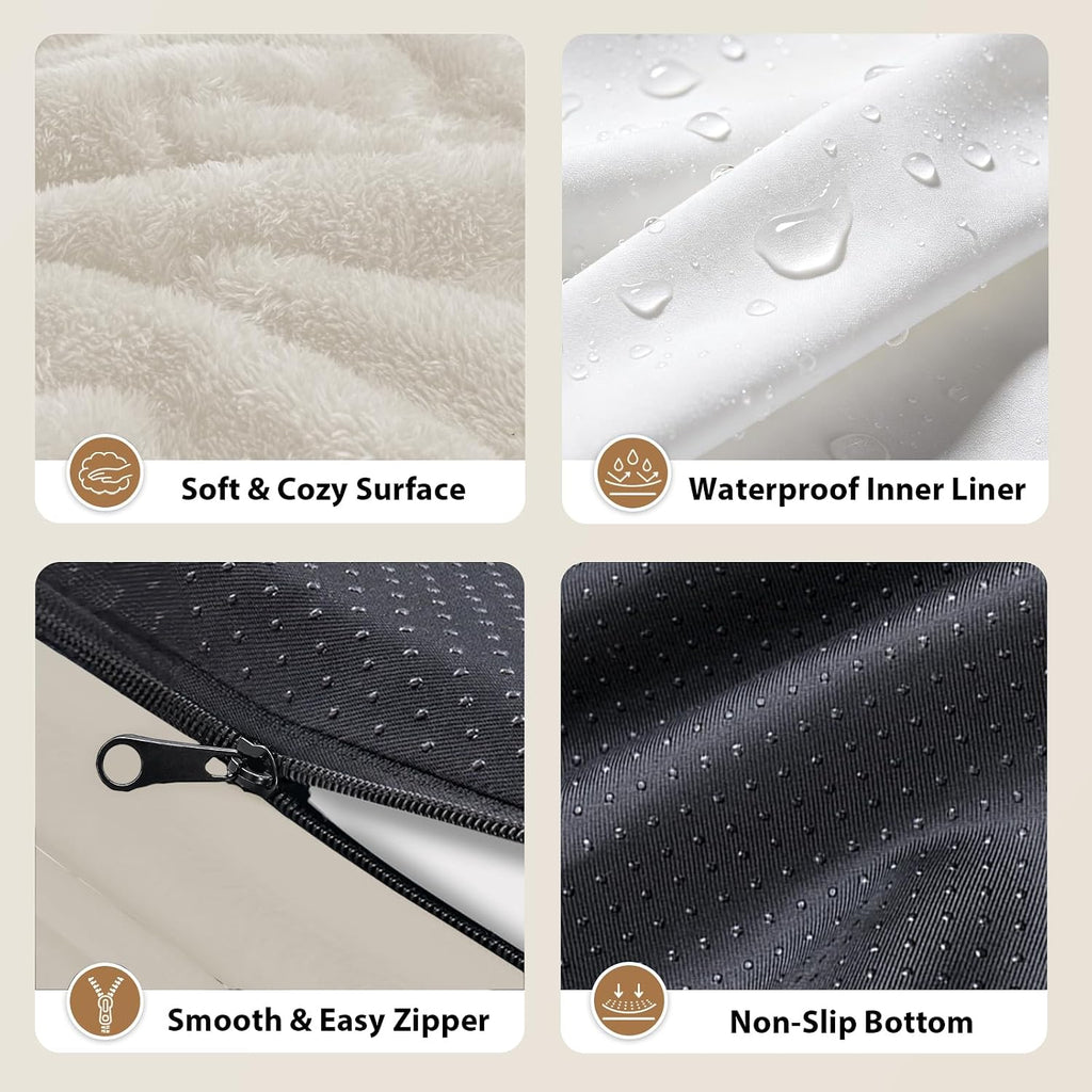 Cama ortopédica impermeable para perros de tamaño grande, beige