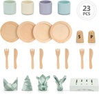 Platos de juego de madera para niños - Accesorios para cocina de juego