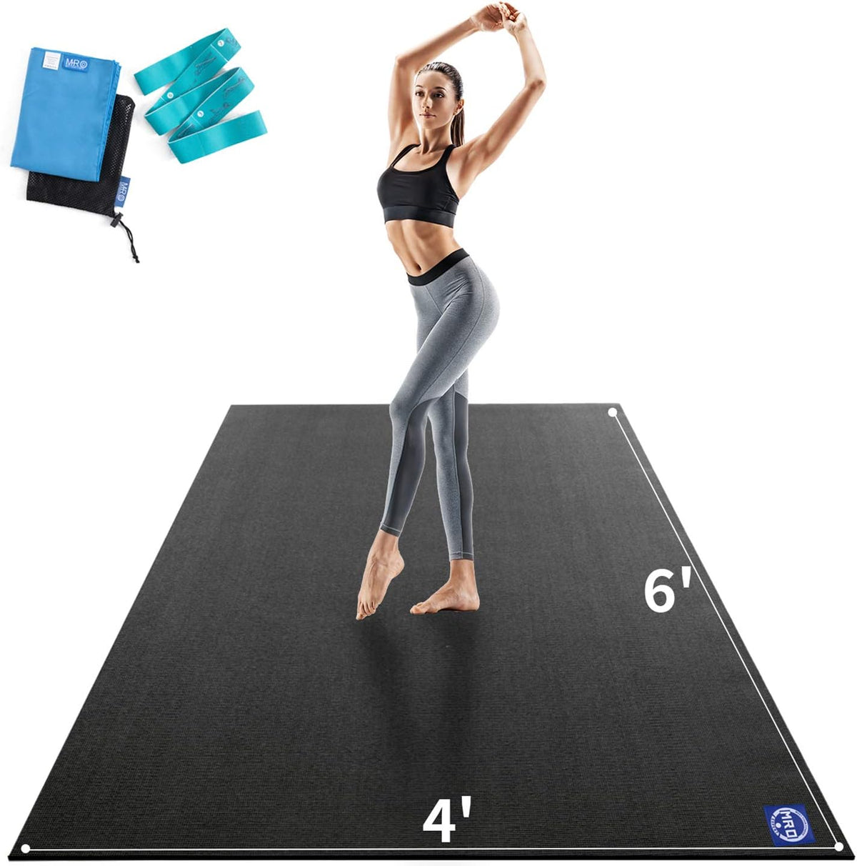 Extra Large Yoga Mat, 12'x6'/9'x6'/7'x5'/6'x4' (9MM)