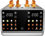 Tostadora inteligente de 4 rebanadas, pantalla táctil digital
