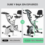 BARWING Bicicleta Estacionaria de Inicio para Ejercicio en Casa, 5 EN 1 Plegable para Ciclismo Indoor para Personas Mayores, Capacidad 350LB, Resistencia Magnética de 16 Niveles, Ajustes de Respaldo y Asiento
