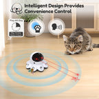 ORSDA Juguete láser para gatos, juguetes interactivos 2 en 1 para gatos de interior, puntero láser automático, 8 agujeros, ratones golpean una pluma móvil, juguetes electrónicos recargables por USB