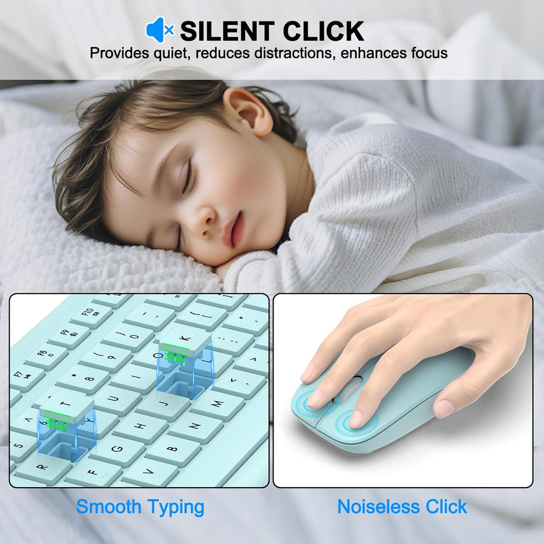 Combo de teclado y mouse inalámbricos, teclado ergonómico silencios...