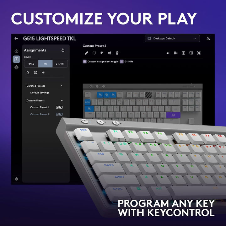 Logitech G 515 Lightspeed TKL - Teclado inalámbrico para juegos de...