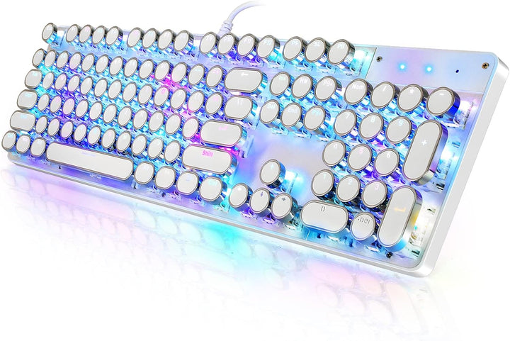 YSCP Teclado mecánico para juegos estilo máquina de escribir, retro...