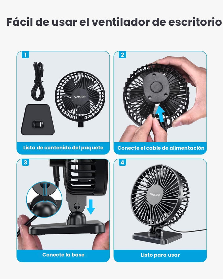 Gaiatop - Ventilador de escritorio USB, pequeño pero potente, perso...