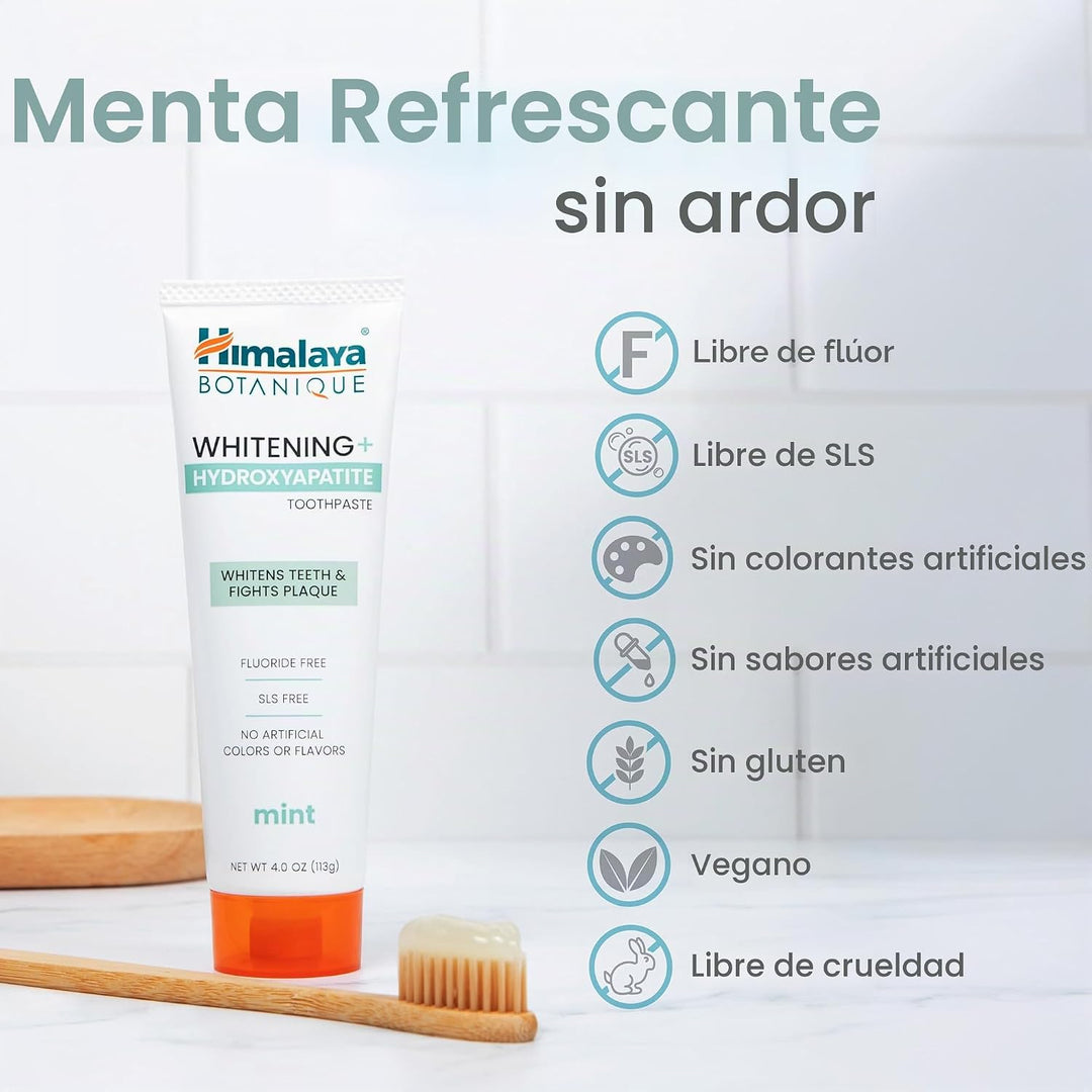 Himalaya Botanique Whitening+ Pasta de dientes hidroxiapatita, ment...