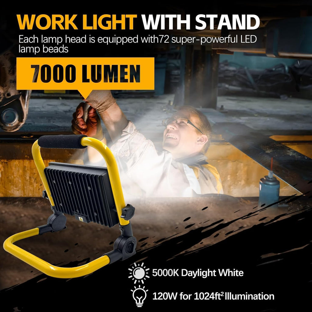 Luces de trabajo LED con soporte, luz de trabajo ajustable (1 cabezal