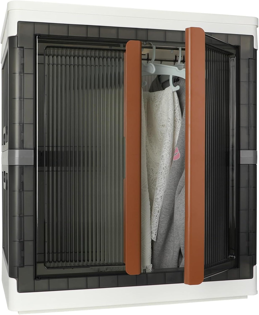 Armario, armario, armario de almacenamiento plegable, caja útil con gran capacidad, 37.5 galones (142 L), apilable, fácil almacenamiento de ropa, sin instalación
