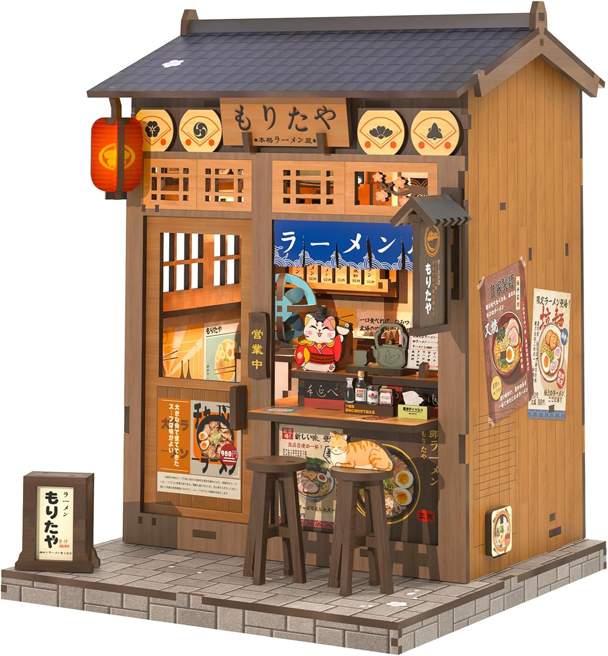 CUTEBEE Kit de rincón de libros - Casa en miniatura DIY Tienda de ramen de