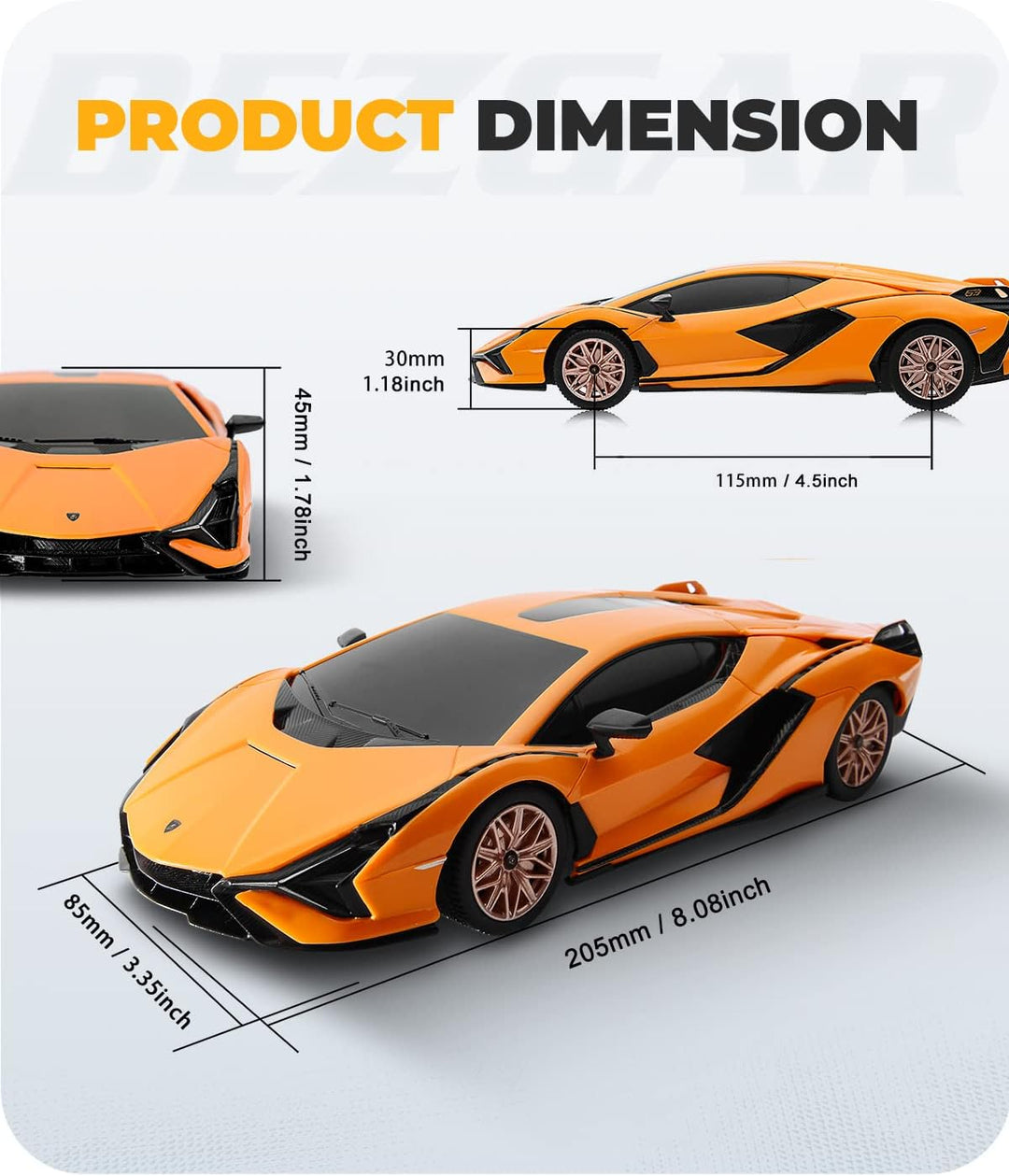 Bezgar - Coche con licencia oficial RC Series, escala 1:24 Lambo Si...