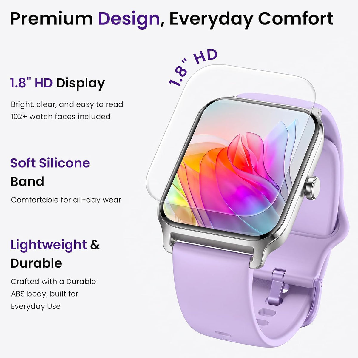 Fitpolo Relojes inteligentes para mujeres y hombres, Alexa incorporado de 1.8 pulgadas, reloj de seguimiento de actividad para Android iOS, rastreador de actividad impermeable con 100 deportes, GPS