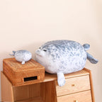 SQEQE Chubby Seal Almohada de peluche con 4 peluches de foca de bebé en su barriga, Sello