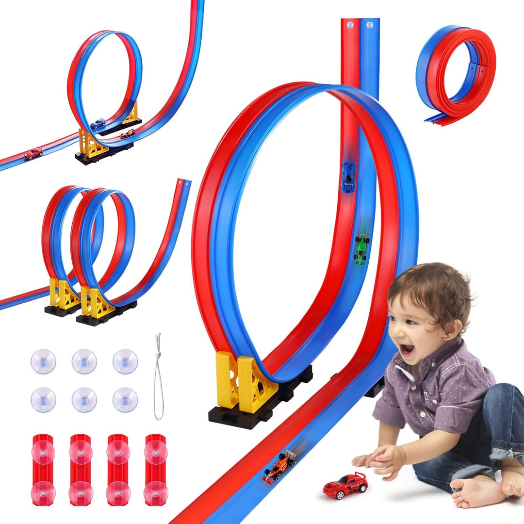 Pista de carreras flexible para niños juguete con ventosas