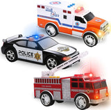 Juego de vehículos de emergencia de juguete para niños con