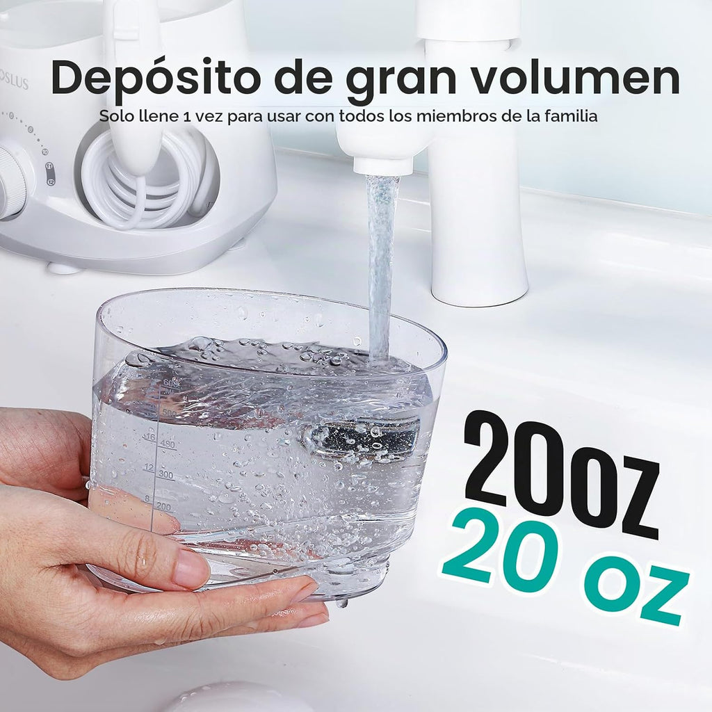 COSLUS E1 - Hilo dental eléctrico de agua, presión profesional 12, negro