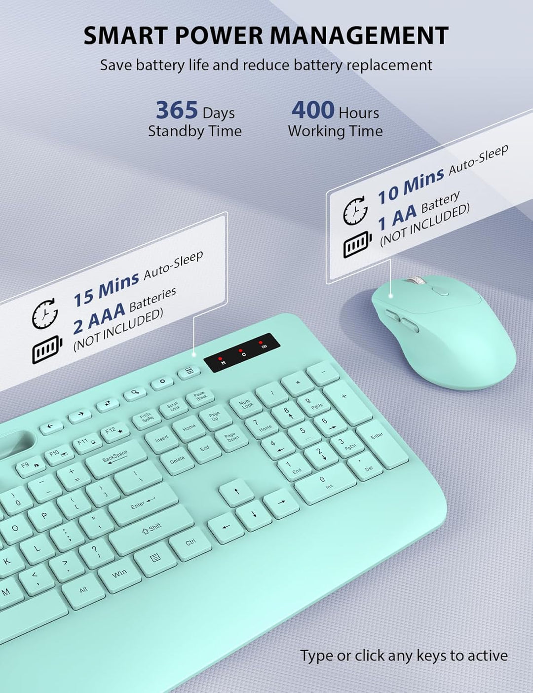 Combo de teclado y mouse inalámbricos, teclado ergonómico de tamaño...