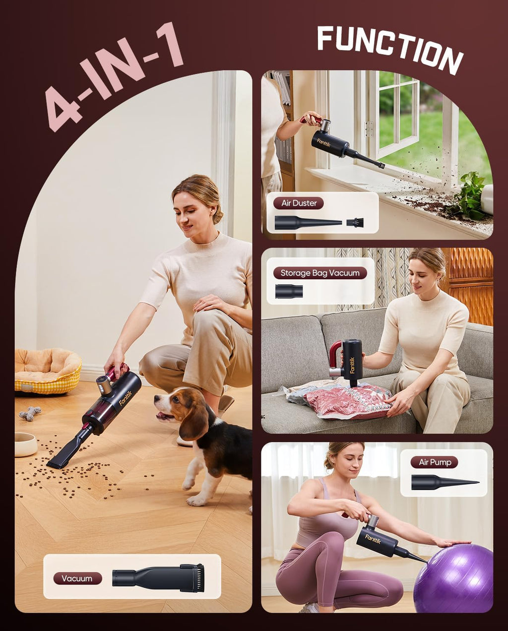 Fanttik Cruise V11 APEX - Aspiradora de mano inalámbrica, 4 en 1 para mascotas, mango giratorio AxLoop de 180°, pantalla táctil LED, 3 modos de succión para esquinas del hogar, sofás, grietas