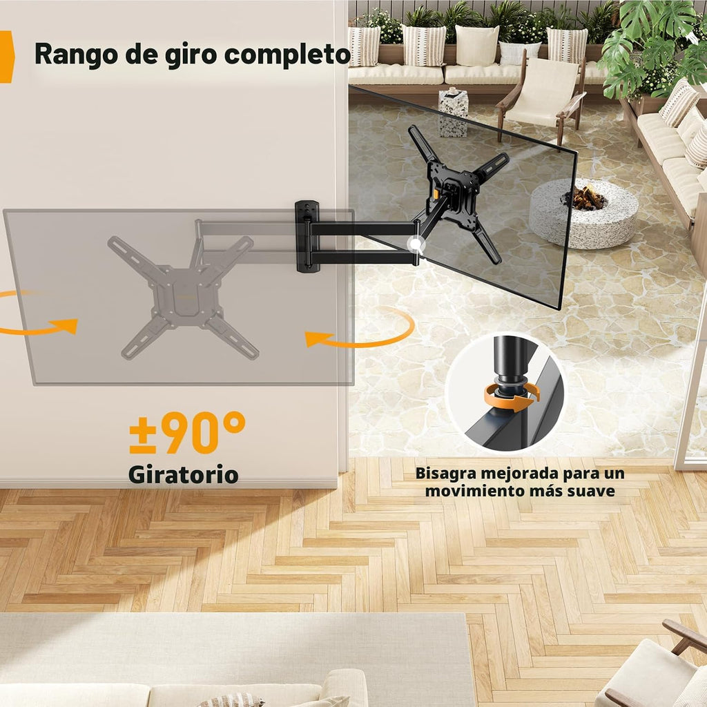 Perlegear Soporte de pared para TV de brazo largo para televisores de 26 a 70 pulgadas de hasta 100 libras