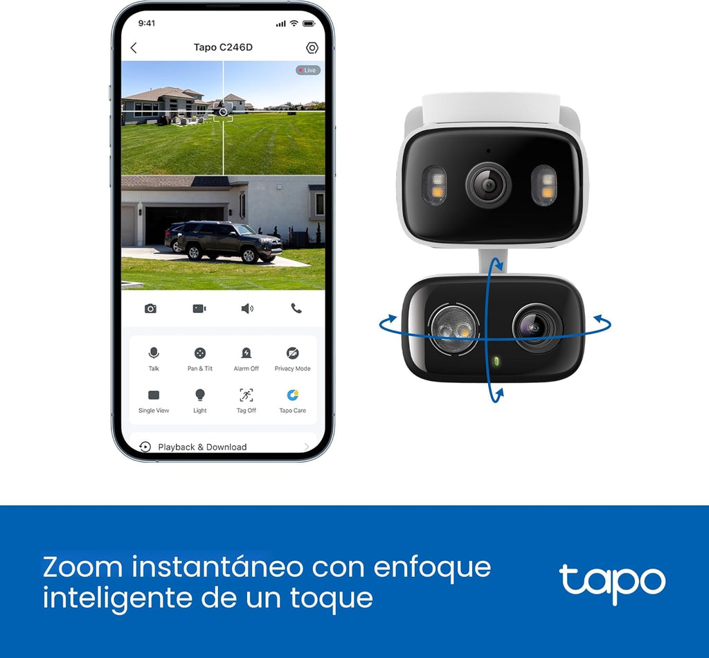 Tapo Cámara de seguridad de 2K 3MP con lente dual para interiores\/...
