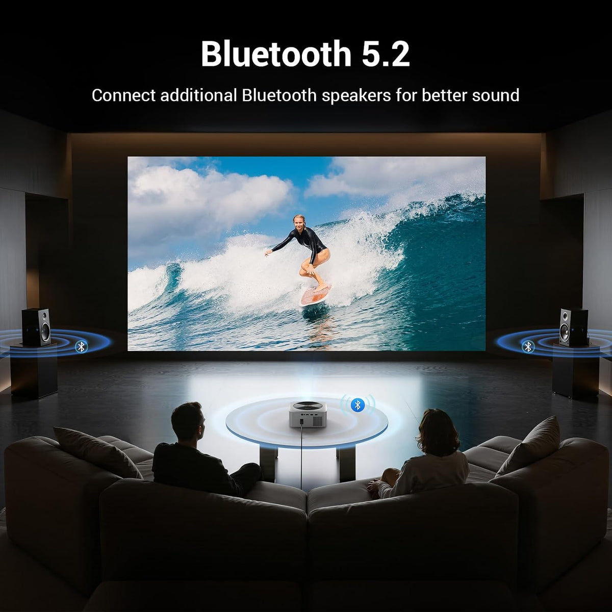 HAPPRUN 1500 ANSI - Proyector inteligente para exteriores, aplicaciones integradas, audio Dolby de 30 W