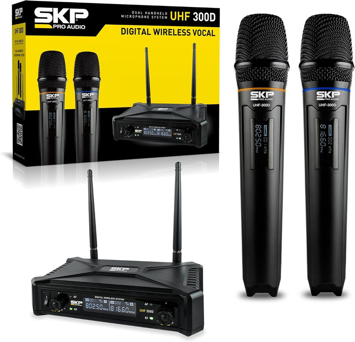 SKP Pro Audio Sistema de micrófono inalámbrico UHF-300D - Micrófono...