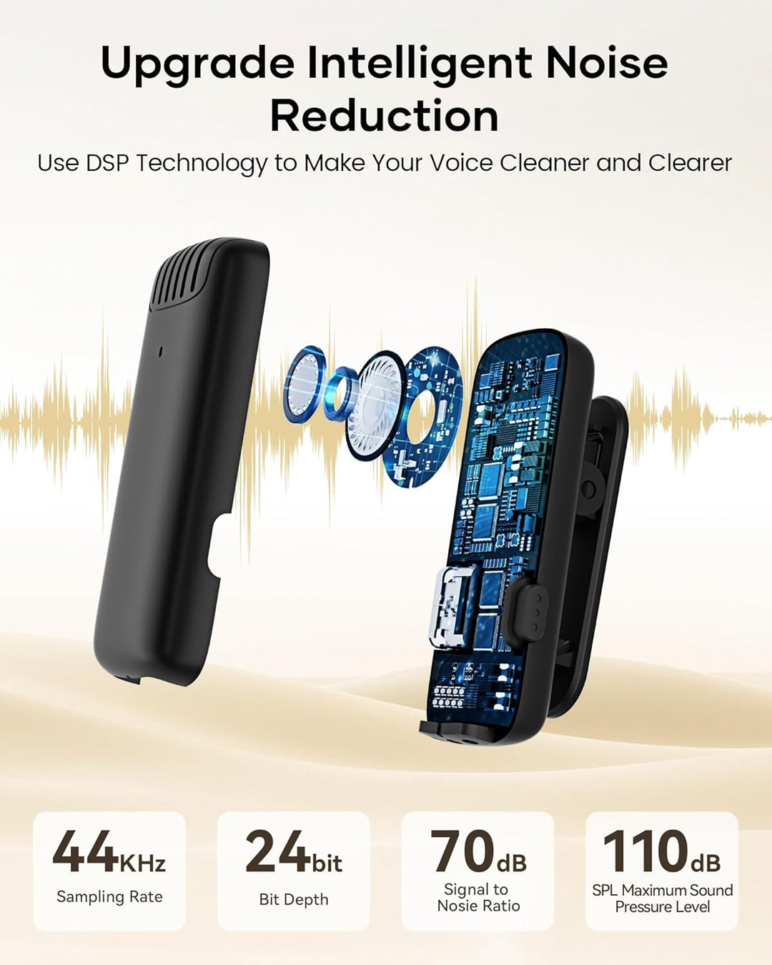 Micrófono Lavalier inalámbrico para iPhone, iPad y Android con fund...
