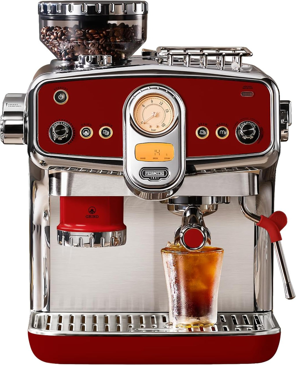 Máquina de café expreso con molinillo y espumador de leche | Café instantáneo de espresso a frío - Bomba doble | Apisonado automático y 2.283 in | 20 bar | PID | 35 ajustes | Varitas de