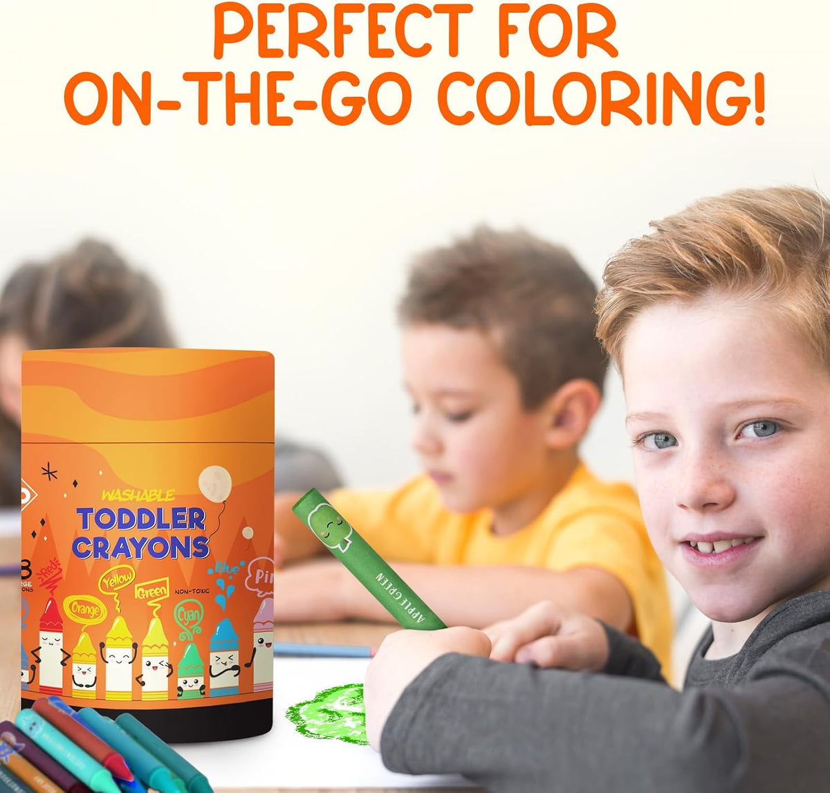 ZENO Crayones jumbo de 18 colores, no tóxicos y lavables para niños pequeños (1-3) y niños (4-8), crayones grandes fáciles de sostener, perfectos para viajes, arte y actividades de la primera infancia