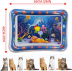 2 alfombrillas de agua para gatos mejoradas, juguete interactivo para gatos de interior para hacer ejercicio, cazar, matar, antiarañazos, a prueba de fugas, plegable, sensorial