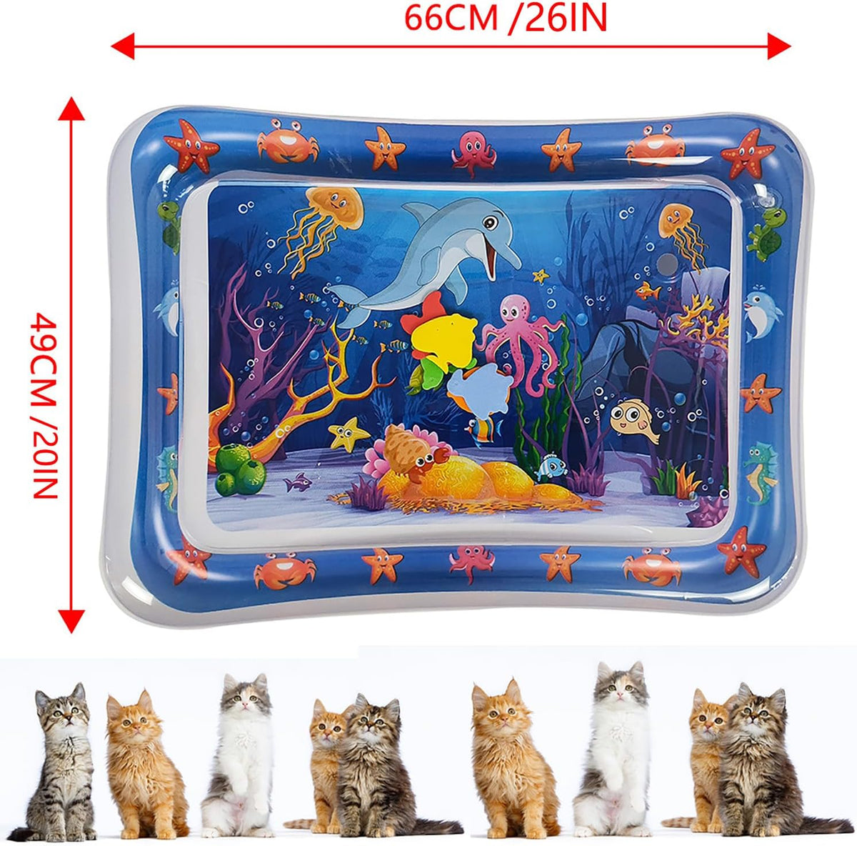 2 alfombrillas de agua para gatos mejoradas, juguete interactivo para gatos de interior para hacer ejercicio, cazar, matar, antiarañazos, a prueba de fugas, plegable, sensorial