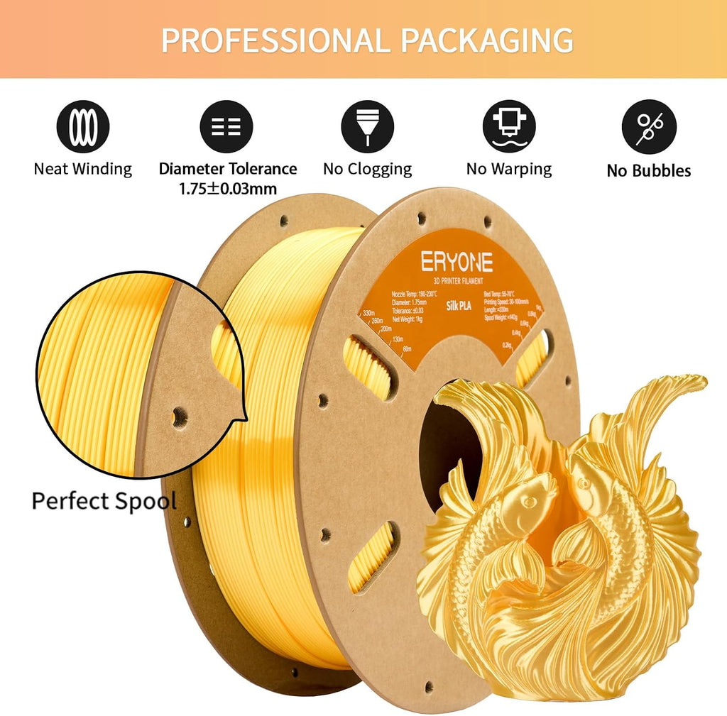 ERYONE Filamento PLA de seda para impresora 3D de 0.069 in +\/- 0.0...