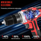 GardenJoy - Juego de taladro inalámbrico de 21 V, con batería y cargador