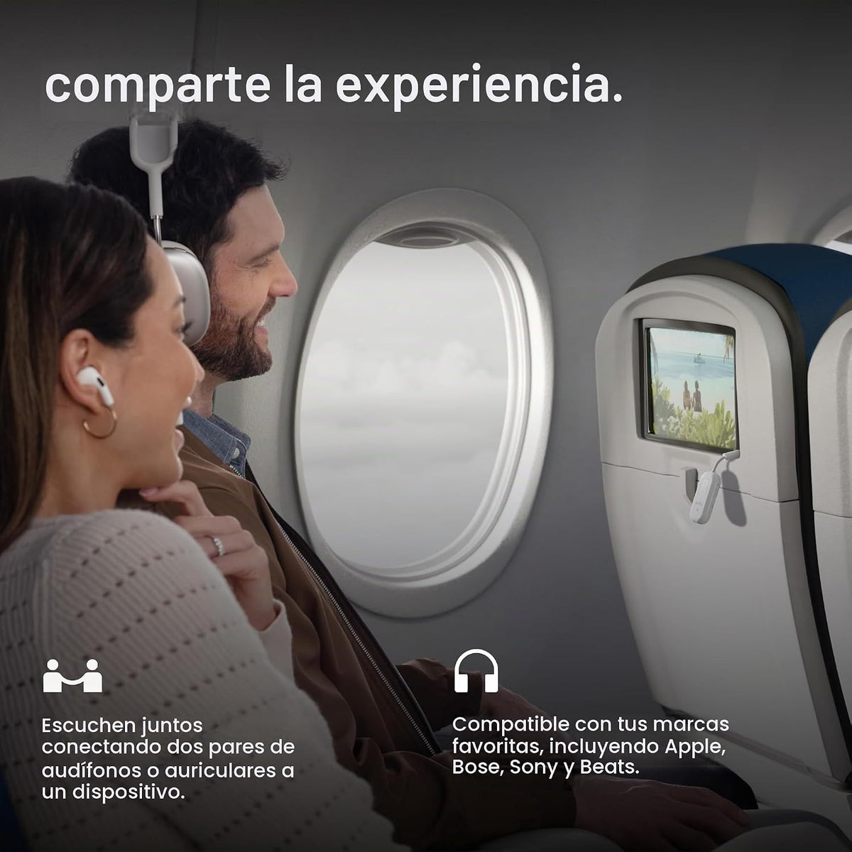 AirFly Pro 2 - Adaptador Bluetooth, Empareja 2 AirPods o Auriculares Inalámbricos - Transmisor y Receptor Bluetooth AUX de 3.5mm para Autos, Barcos, Cintas de Correr, TVs y Más - Esenciales de Viaje