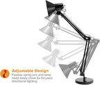 Lámpara Bostitch Office VLF100D - Lámpara de escritorio con brazo oscilante, metal, alcance de 36 pulgadas con ajuste multijunta, incluye bombilla LED reemplazable (VLF), color negro