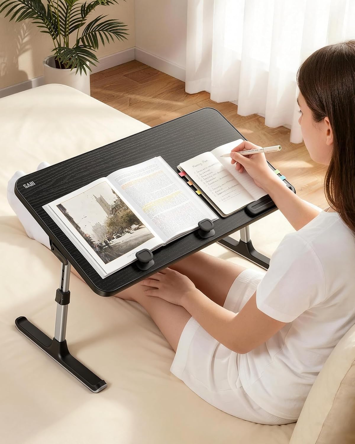 Escritorio para Laptop para Cama, SAIJI Mesas de Regazo para Comer y Escribir