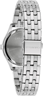 Caravelle by Bulova Reloj clásico de mujer con calendario día-fecha, borde tipo moneda, 3 manecillas, cuarzo