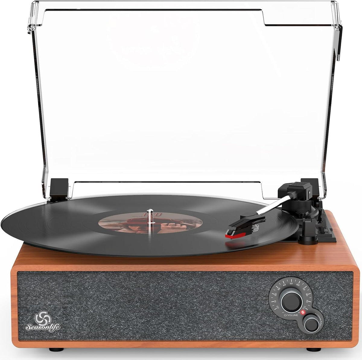 Tocadiscos de vinilo vintage para discos de vinilo, fonógrafo LP, ajuste de tono de parada automática, transmisión por correa, 3 velocidades, 3 tamaños, soporte de entrada inalámbrica, salida RCA