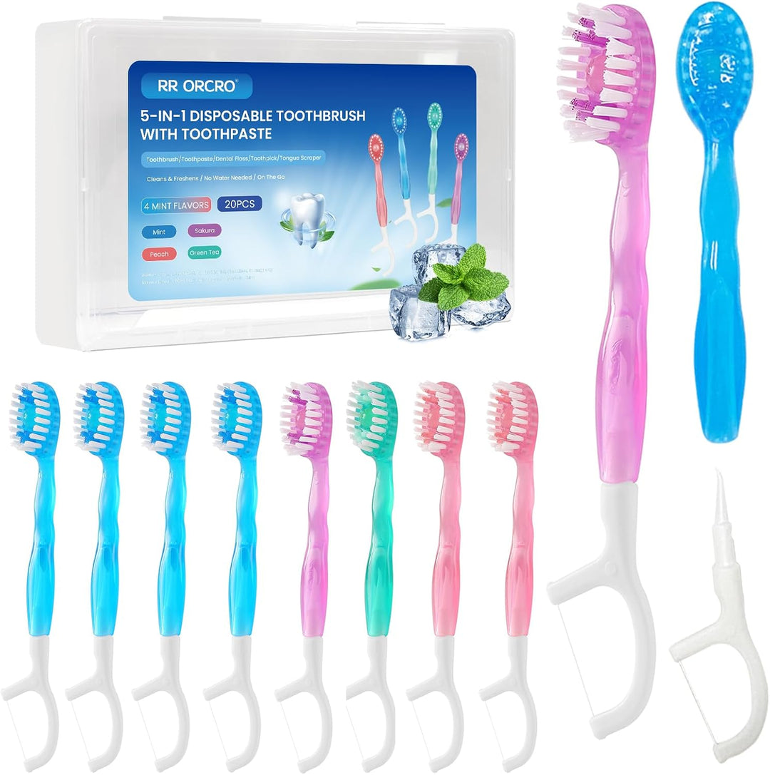 Paquete de 20 cepillos de dientes desechables con púa de pasta de d...