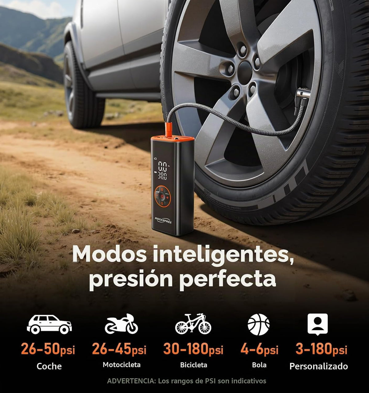Compresor de aire portátil del inflador de neumáticos, bomba de
