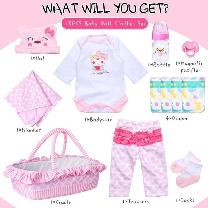 PEDOLLTREE Reborn - Ropa para muñecas bebé, conjunto de accesorios...