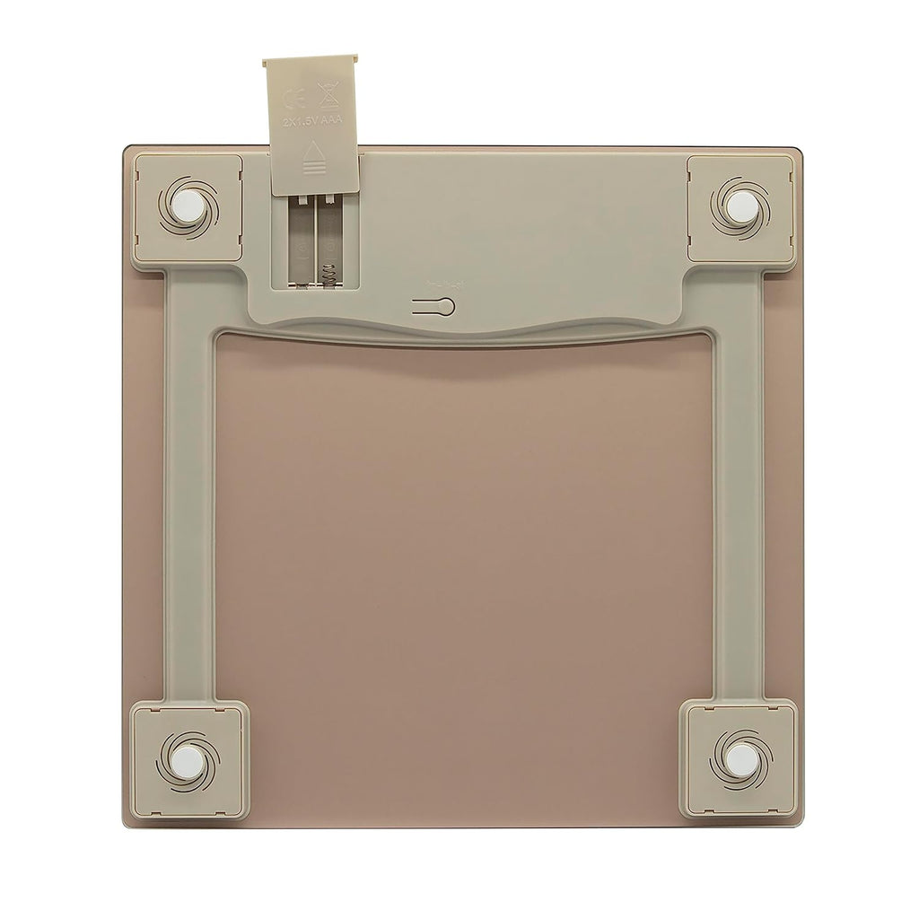Taylor Báscula digital para peso corporal, capacidad altamente precisa de 400 libras, plataforma de vidrio duradera de 11.8 x 11.8 pulgadas, pantalla fácil de leer de 3.2 x 1.5 pulgadas, champán