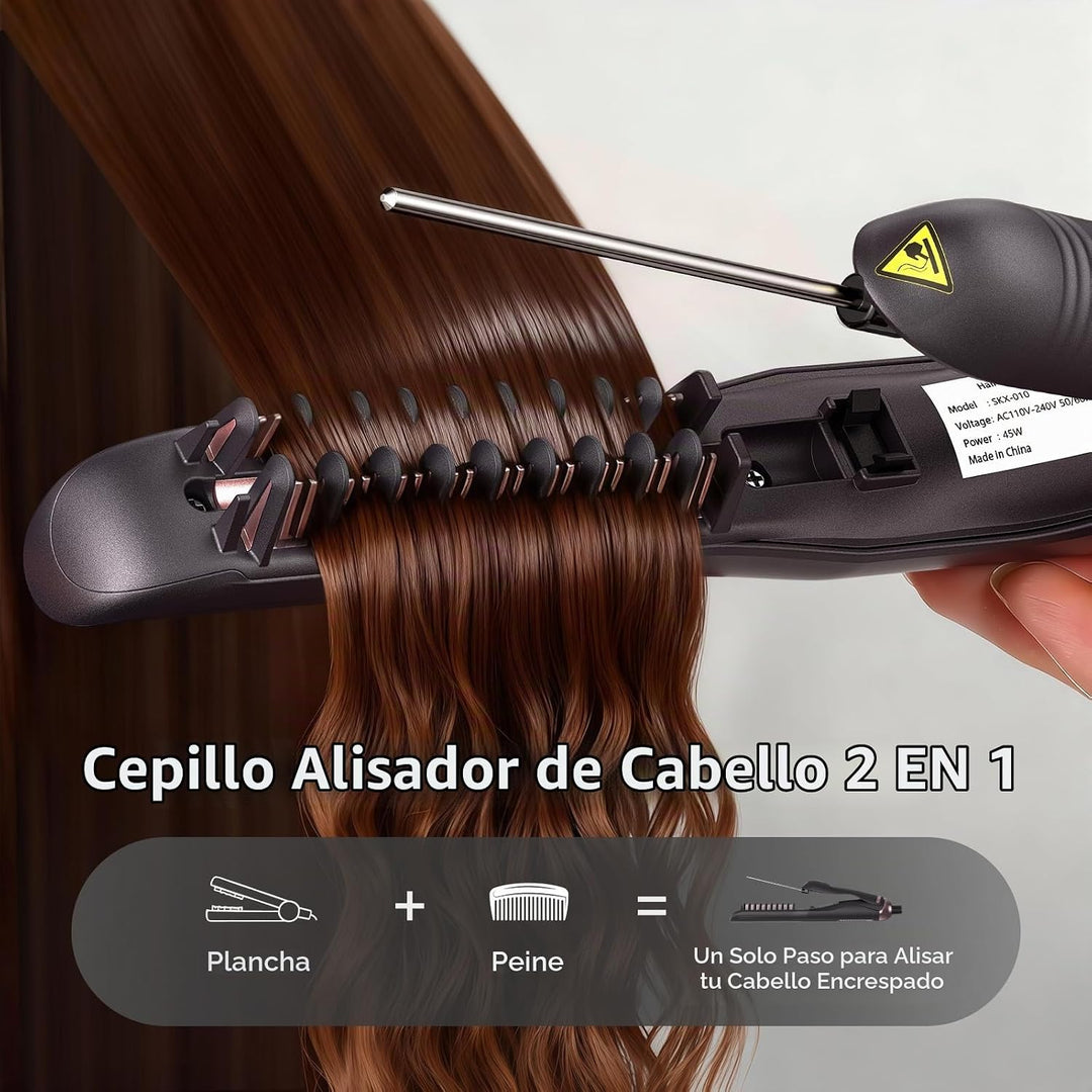 Yiiho Cepillo alisador de cabello, cepillo alisador con púa de secc...