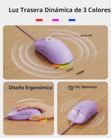 EWEADN GX710S Combo de teclado y mouse con cable con teclas de pudí...