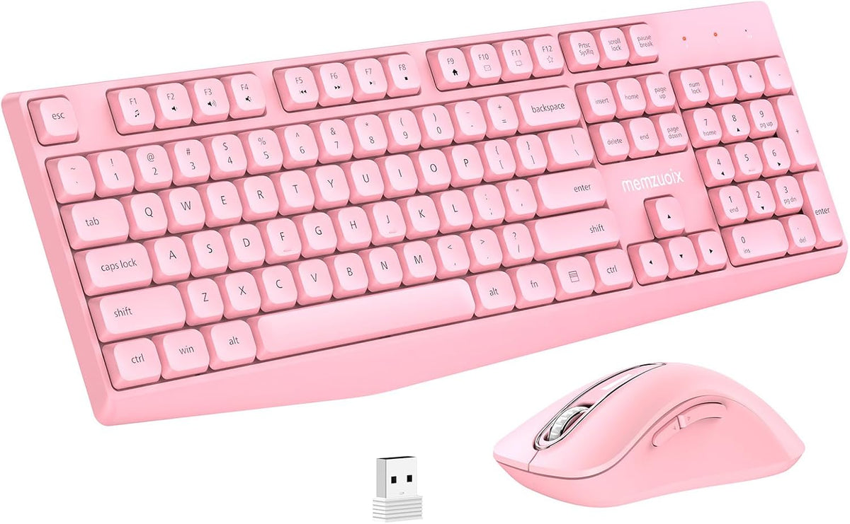 memzuoix Combo de teclado y mouse inalámbricos, juego ergonómico de...