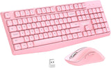 memzuoix Combo de teclado y mouse inalámbricos, juego ergonómico de...